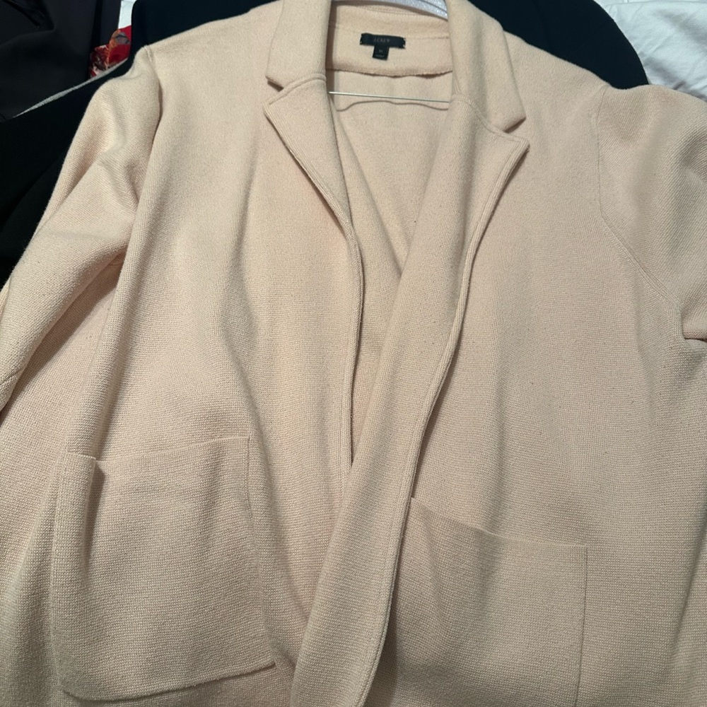 Pink Open Front Sweater Blazer